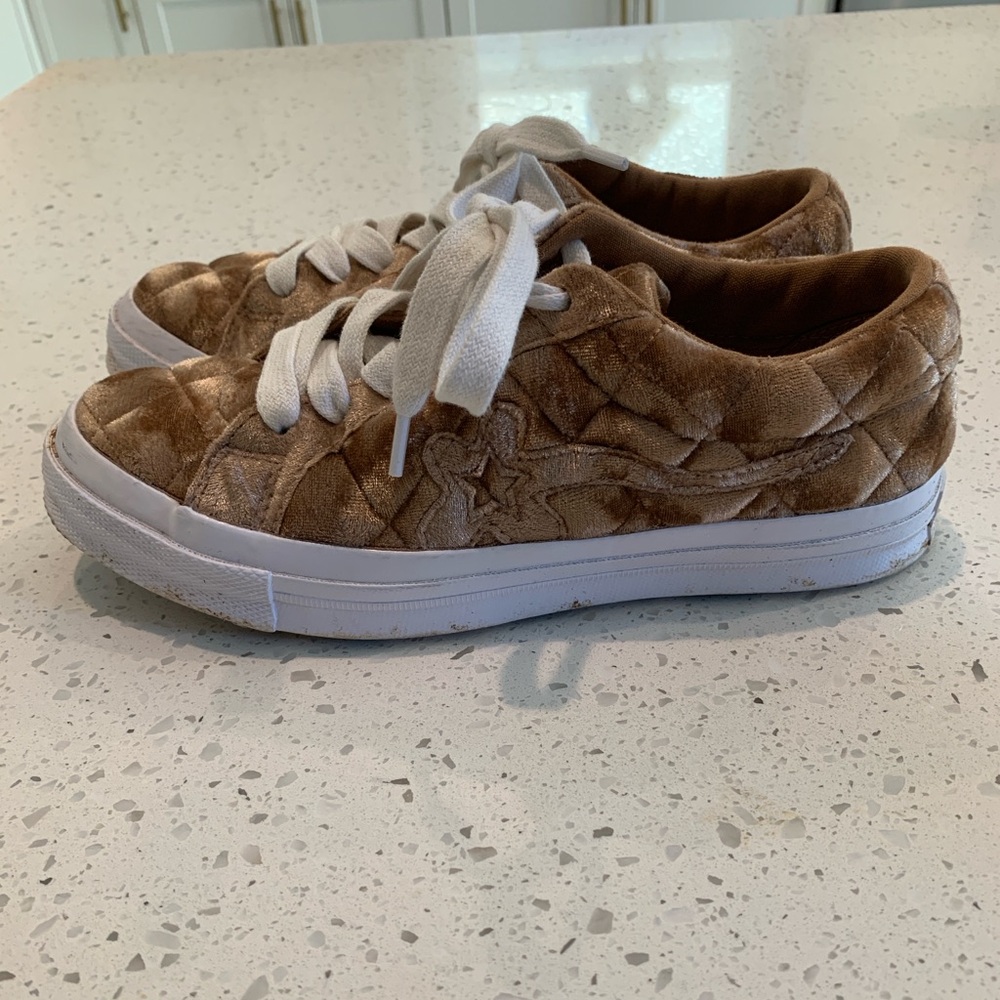 Converse x Golf Le Fleur One Star Ox TTC Quilted Velvet Brown Sugar - Picture 2 of 11
